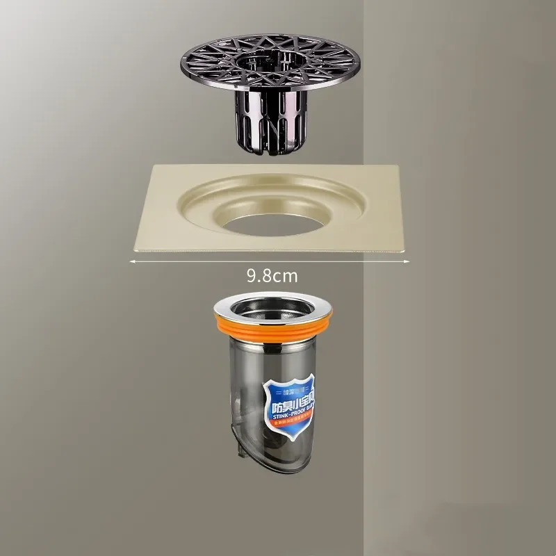 Desagüe de suelo de ducha cuadrado de acero inoxidable con cubierta de filtro extraíble, escurridor de bañera, rejilla de residuos para accesorios de cocina y baño: Blanco