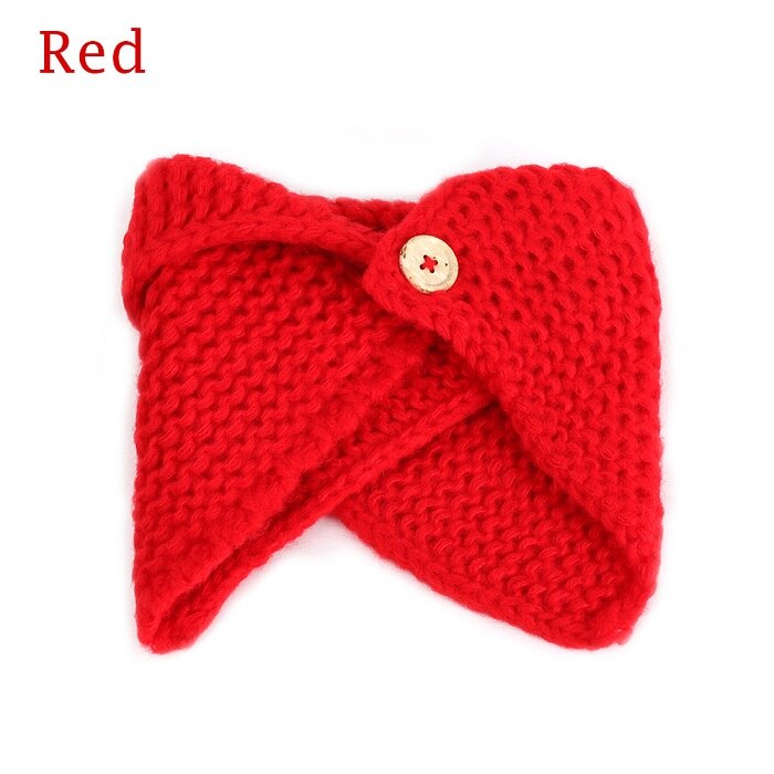 1pc baby drenge piger hals vinter varmere tørklæde krave krave knap sjal håndlavede strikkede uld hals tørklæder: Rød