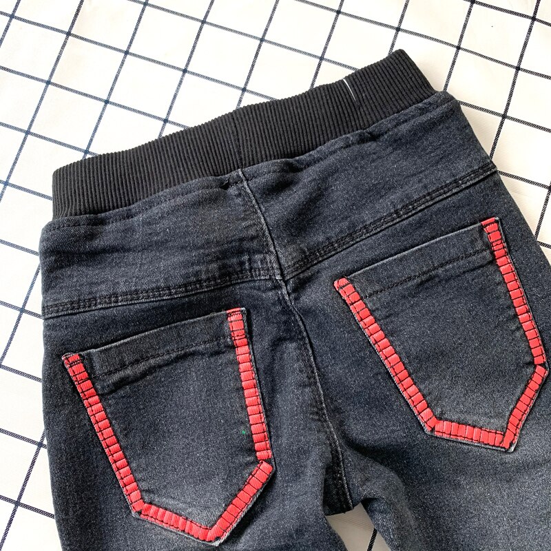 IENENS 5-13Y Young Boy Straight Jeans Casual Trousers Kids Children Clothes Baby Elastic Waist Denim Pants