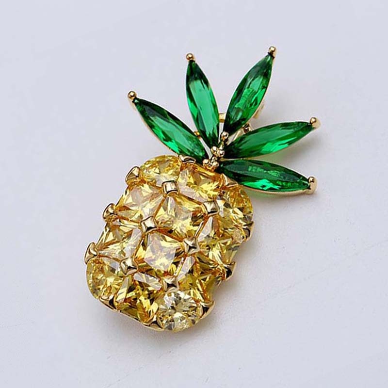 Broche de con forma de piña circonita cúbica AAA de de Red trees para mujer, accesorios para abrigos