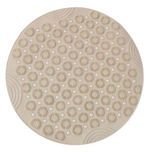 Tapis de bain rond antidérapant en PVC, en Silicone, pour douche, brosse pour les pieds, pointe de peau morte, perles, accessoires de bain: Khaki