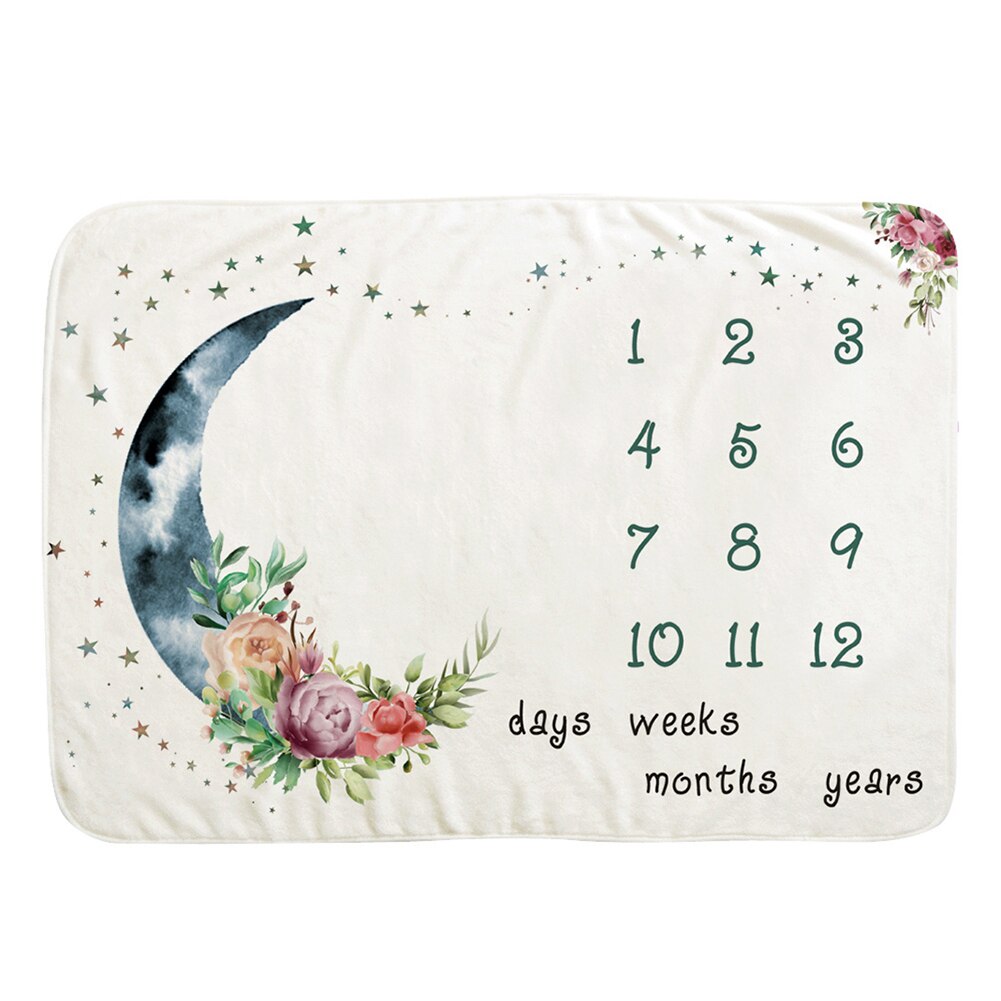 Maan bloemenprint flanel baby maandelijkse mijlpaal deken foto prop achtergrond ademende zachte fotografie accessoires