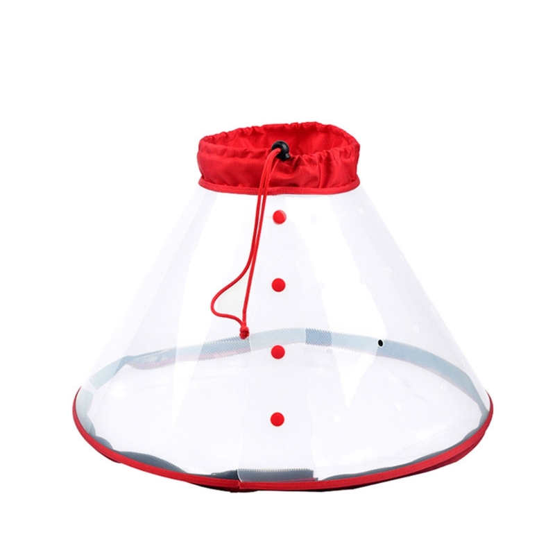 Maschera ossigeno per cani cappe regolabili con coulisse salvataggio maschera per trasparente per cani forniture per toelettatura per animali domestici anti-morso: Rosso