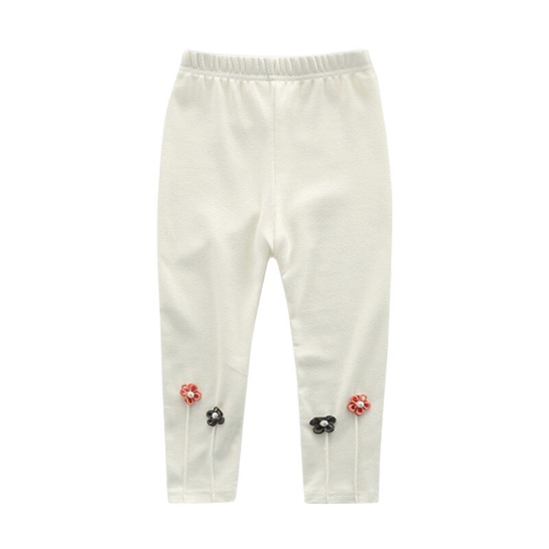 Autumn Girls Small Flower Embroidered Leggings Children Leggings Pants Baby Kids Clothing: SZ0762W / 110cm