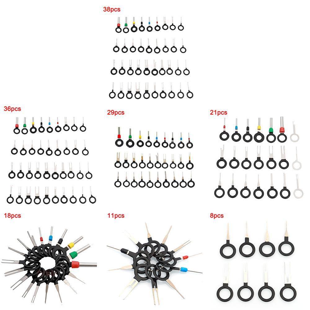 38 stk bilstik terminal fjernelsesværktøj fjern wire pin nål retractor pick puller reparation håndværktøj kit nåle retractor værktøj
