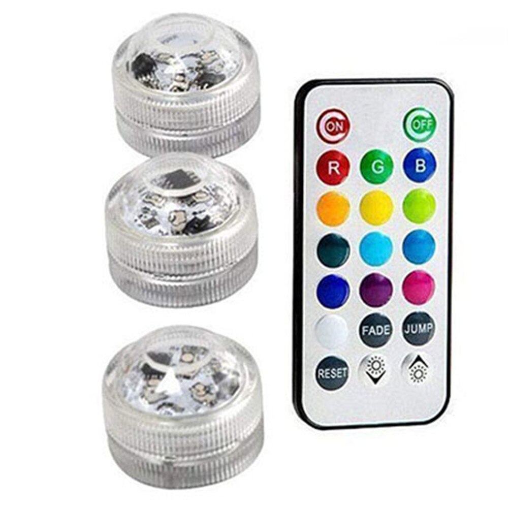Battery Operated Multi Color Submersible LED Underwater Light for Fish Tank Pond Swimming Pool Wedding Party IP68 Waterproof: 3 lamp 1controller