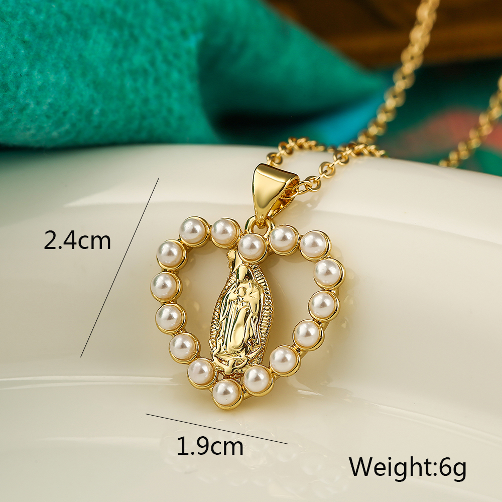 NEWBUY Women's Religious Jewelry Copper CZ Zircon Inlay Virgin Mary Pendant Stainless Steel Chain Necklace