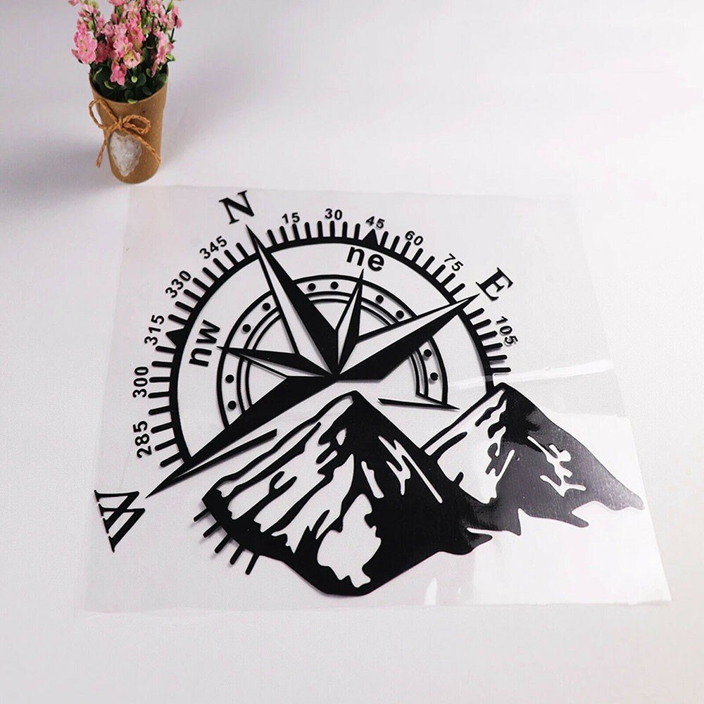 Pegatina de brújula de montaña para coche, calcomanía de vinilo grande para decoración de capó de coche, ventana de furgoneta, 50x60cm