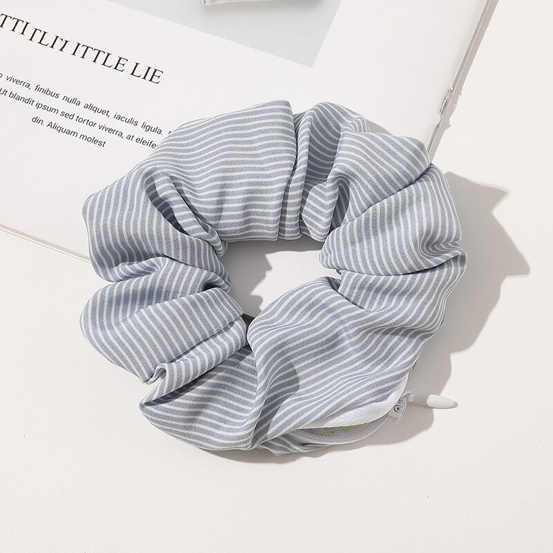 Zip Scrunchies Korea Dot Hairbands Leopard Hair Ties Pocket Scrunche With Zipper Ponytail Holders Hair Accessories: 7