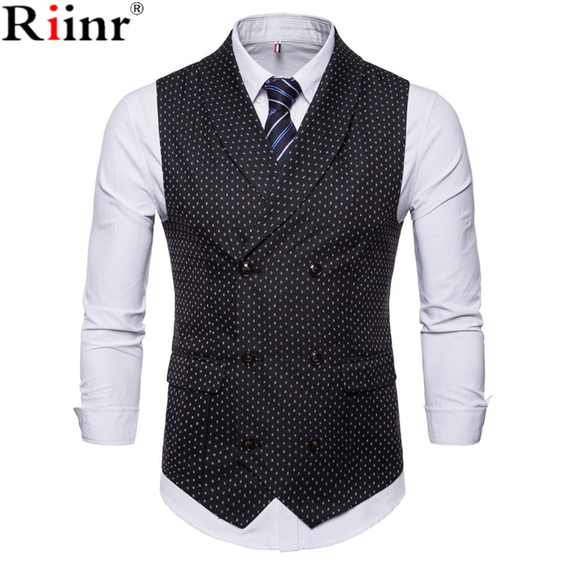 Riinr Vests Male Slim Fit Vest Suit Men Waistcoat Homme Sleeveless Mens Suit Vest Casual Plus Size 4XL