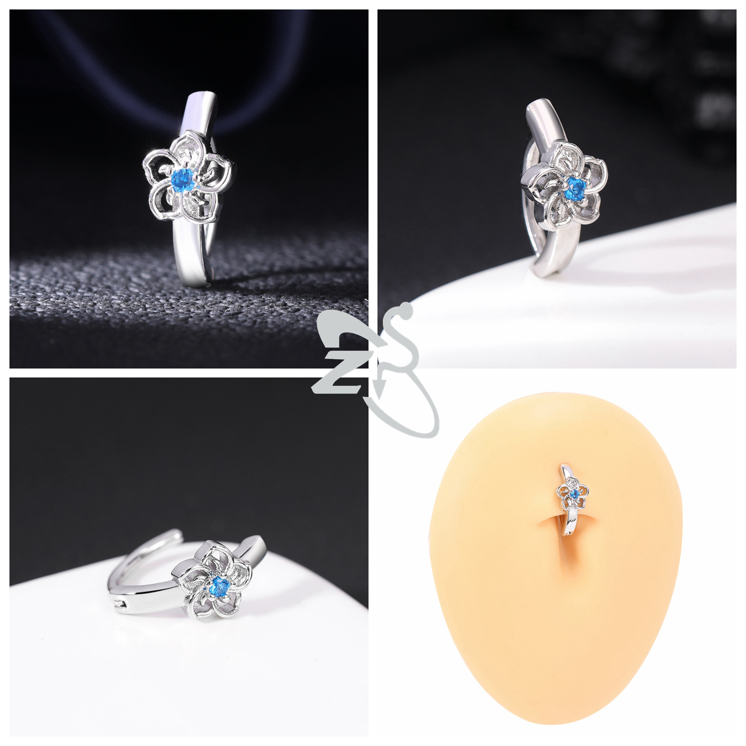 ZS 1 PC Leuke Vlinder Buik Navel Ring CZ Crystal Navelpiercings Bloem Snake Reverse Gebogen Navel Barbell Lichaam sieraden