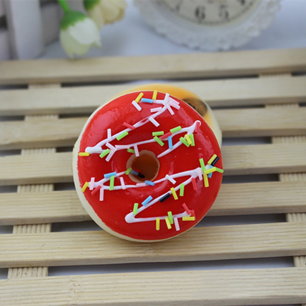 Simulation Cute Donut Squishy Squeeze kawaii Toy Stress Reliever Soft Colourful Doughnut Scented Slow Rising Toys L1227