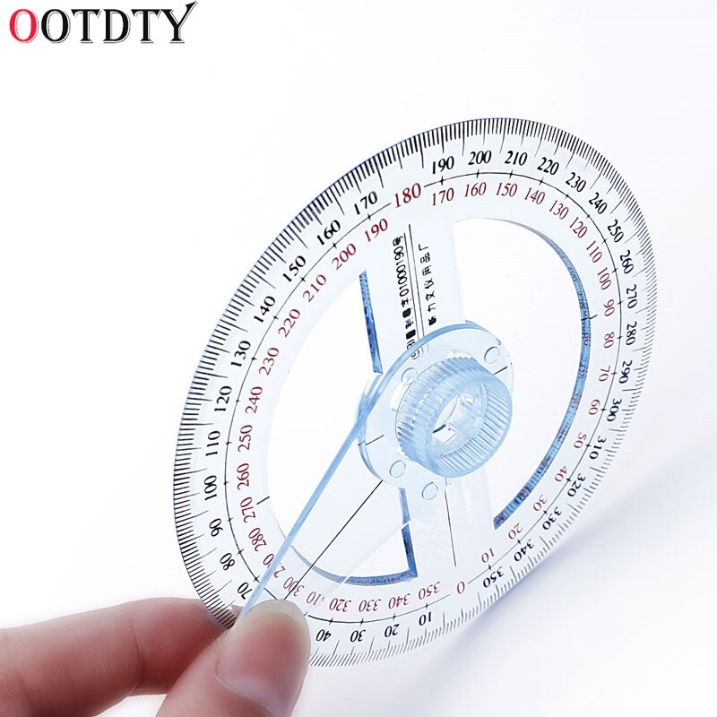 Plastic 360 Degree Protractor Ruler Angle Finder Swing Arm School Office