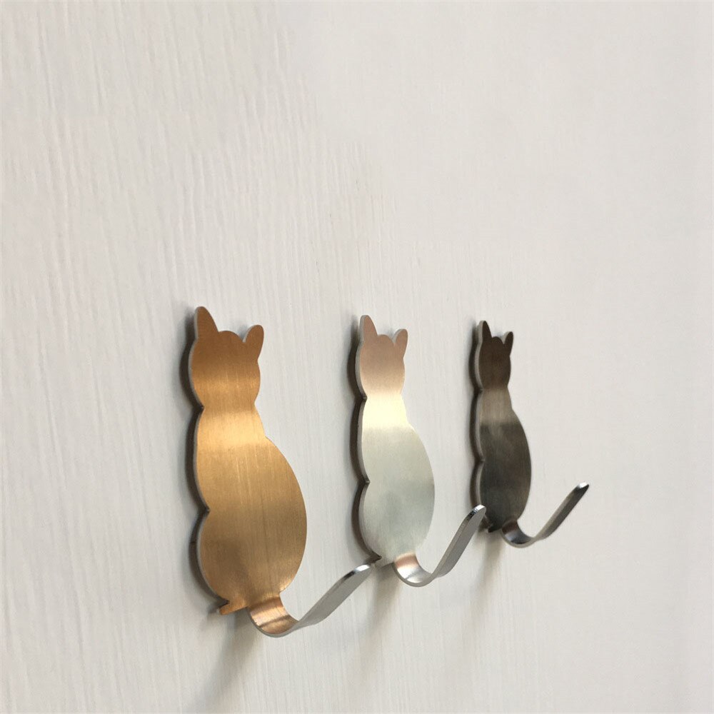 2 Stuks Zelfklevende Haken Mooie Kat Patroon Huis Keuken Muur Deur Haak Hanger Stok Rek Muur Opknoping Kleding Handdoek rekken