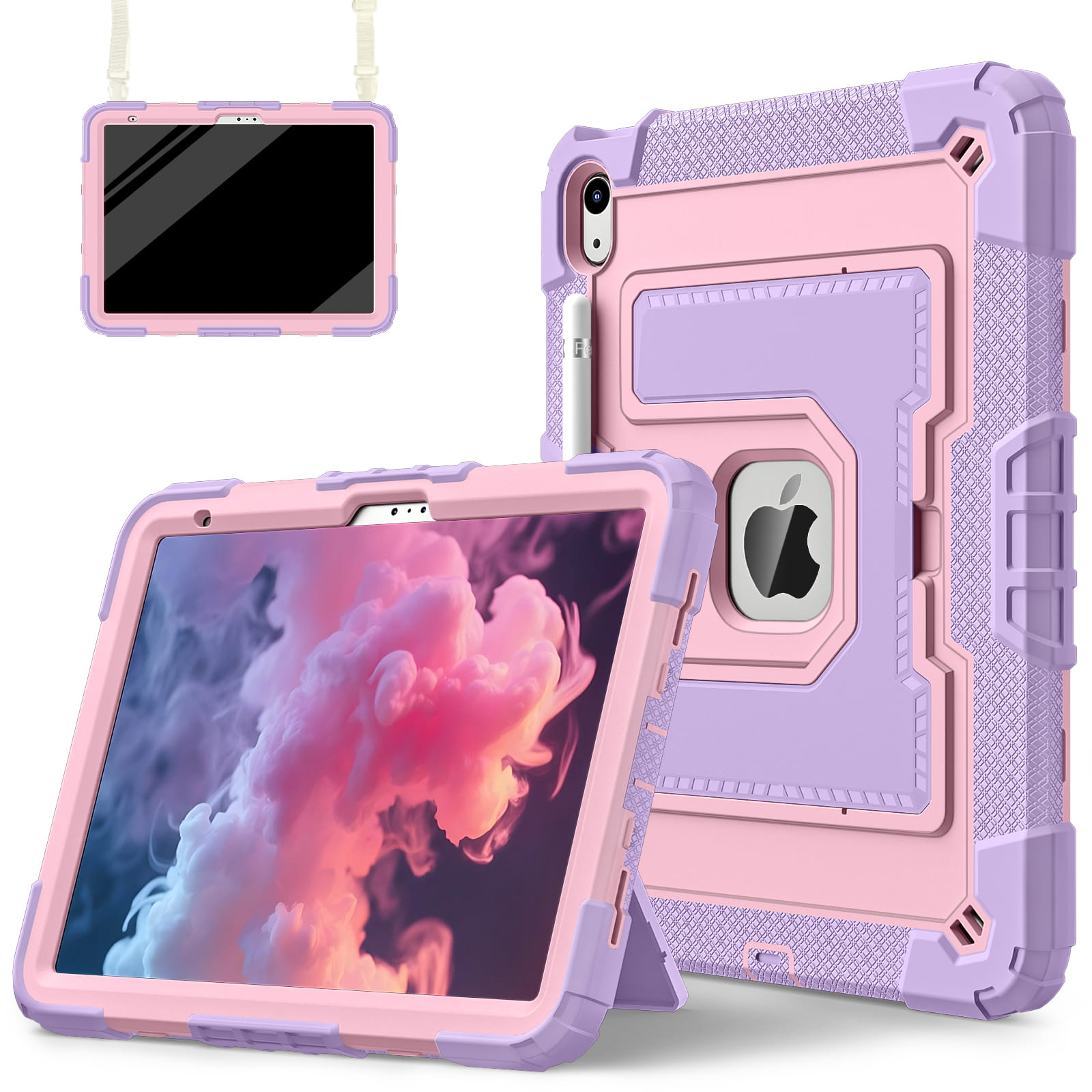 Funda para iPad 10th/A16 2025 de 11 pulgadas con funda para bolígrafo y correa para el hombro - Funda de silicona segura a prueba de golpes para tableta con función de soporte para niños: iPad (A16) de 11 pulgadas / YELLOW