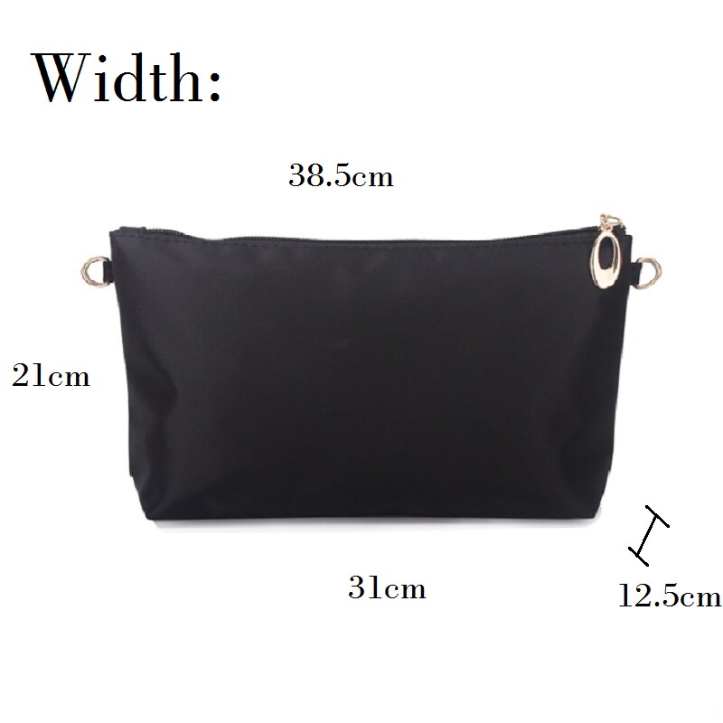 Nylon Tasche Einfügen Organizer Mit Zipper Taschen Weiches Licht Perfekte Geldbörse Veranstalter zu Halten Alles Ordentlich bolsa de maquiagem: Black Width