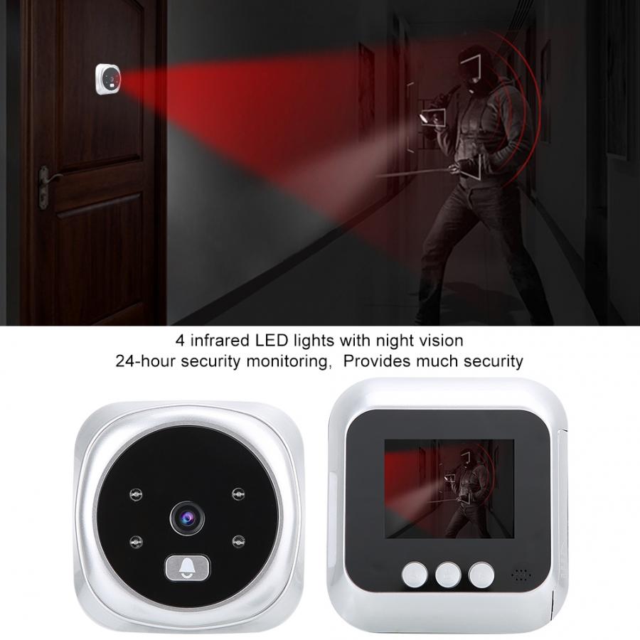 Dørklokke kamera 2.4 tommer tft ir led smart nattesyn sikkerhedsdør seer video elektronisk kamera ring dørklokke dør video