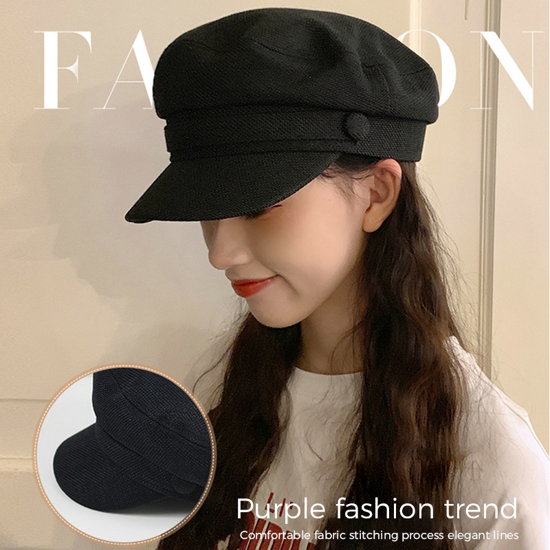 Boina roja para mujer, sombrero de Sol de Red, boina roja, gorro de marinero, sombreros Retro octogonales informales a la , gorra con visera, primavera y verano,
