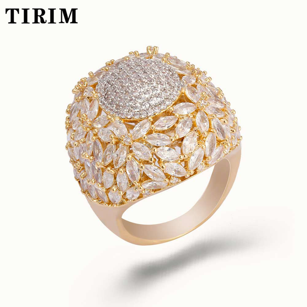 TIRIM Grote Ring Voor Vrouwen Luxe Kubieke Zirkoon Duim Ring bruiloft Engagement Bridal Top Vinger Ringen