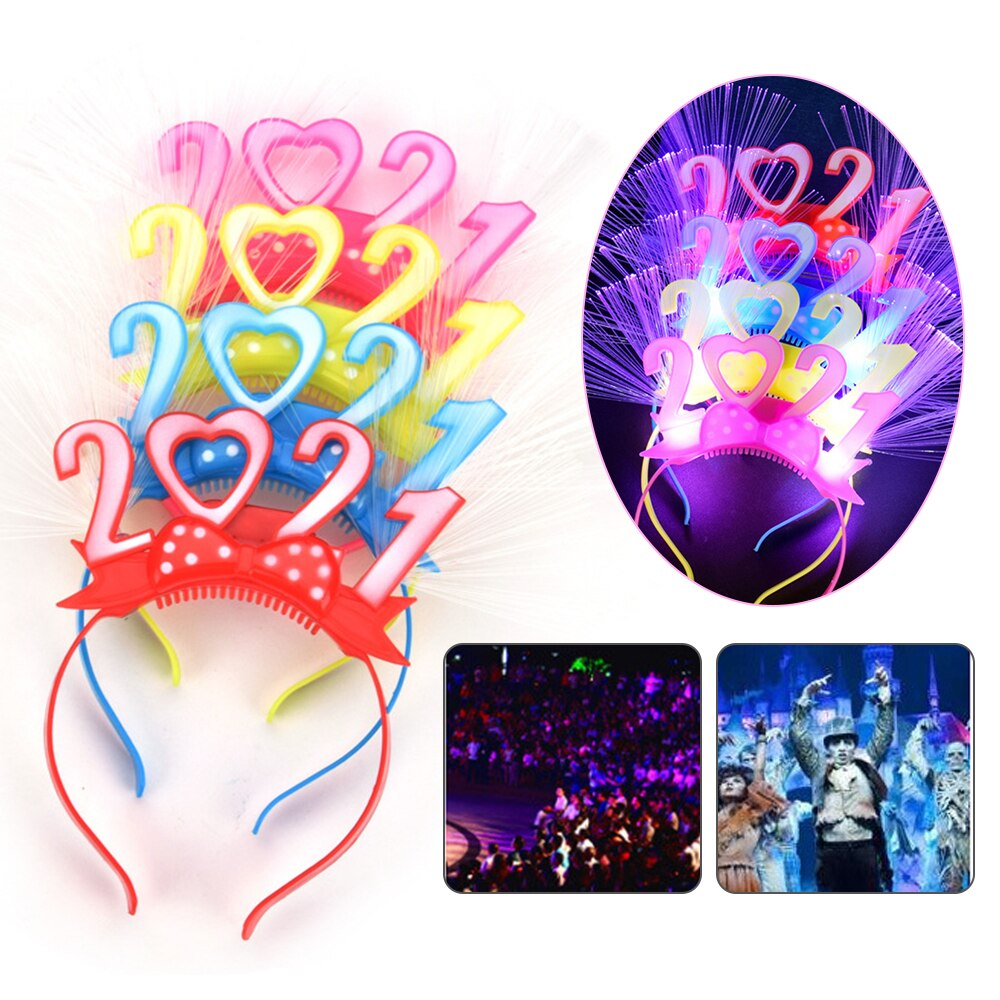 2021 portato fibra ottica fascia capodanno applique cerchio per capelli corona incandescente copricapo luminoso Festival di natale bomboniere