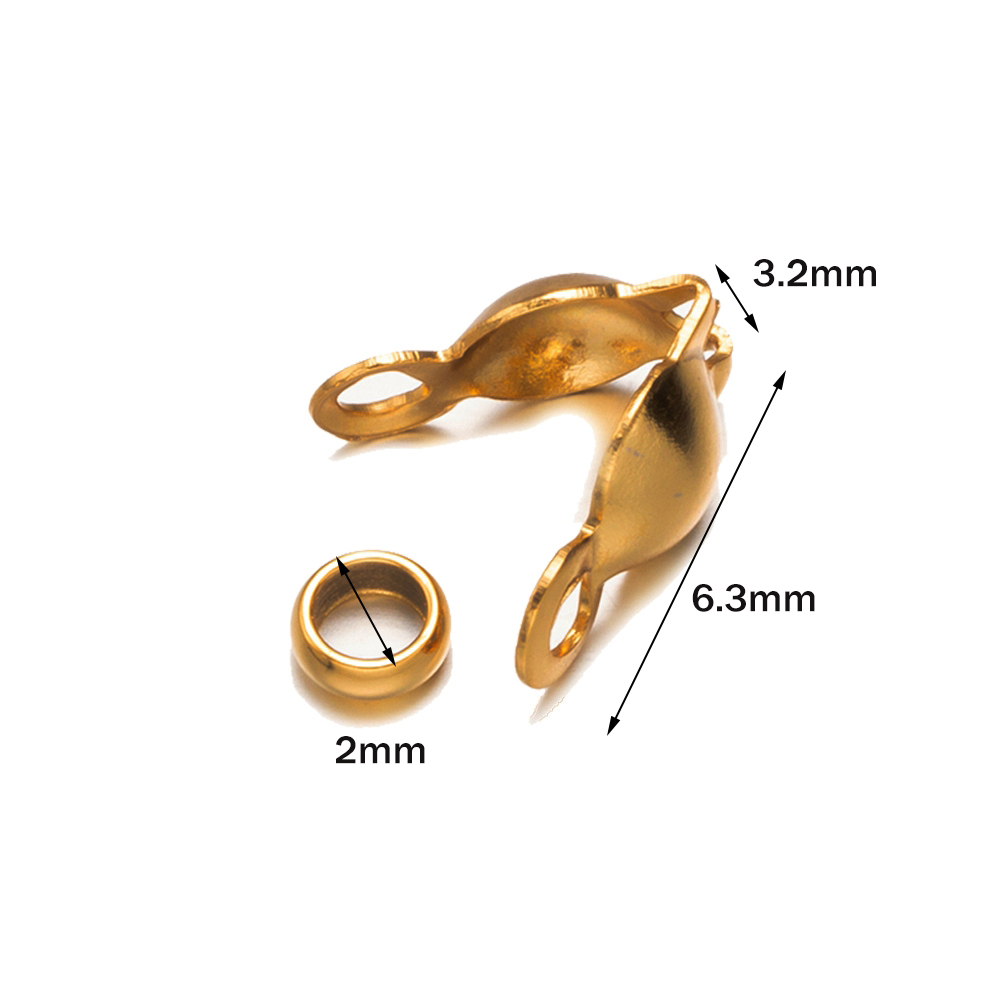 50 Uds. De puntas de cuentas de engarce de acero inoxidable, cubiertas de nudos, puntas de cuentas plegables con 50 Uds. De tapas finales para fabricación de joyería artesanal DIY: Negro