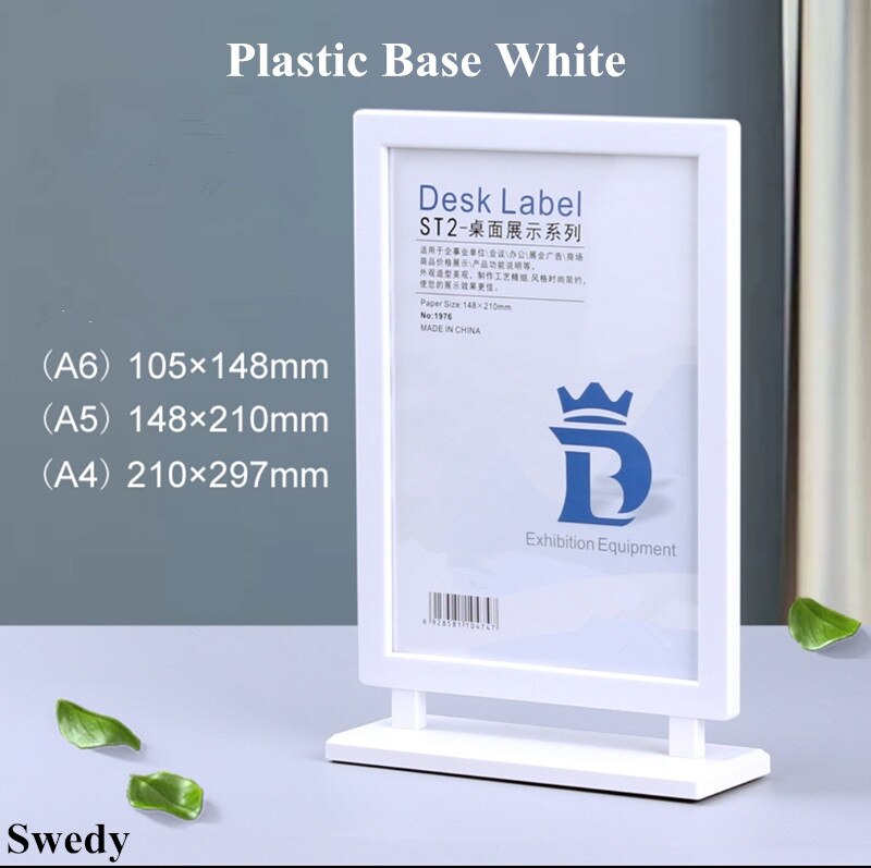 A5 T-Shape Double Side Acrylic Sign Holder Display Stand Menu Paper Holders Plastic Message Boards Poster Picture Frame: A5 White