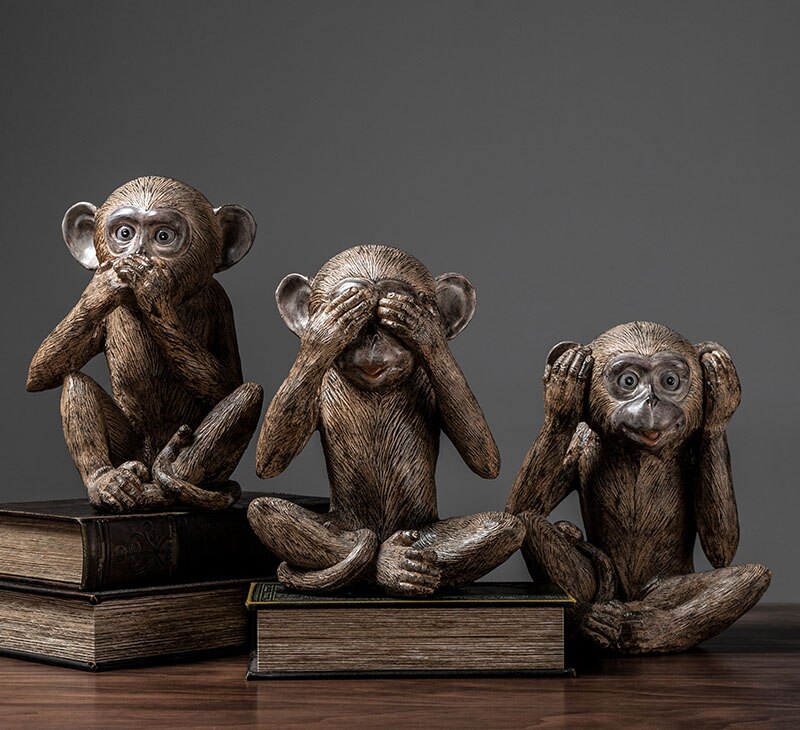 Europees ziet niet, zeg niet kunsthars aap ornamenten huis woonkamer knutselen kantoor decoratie