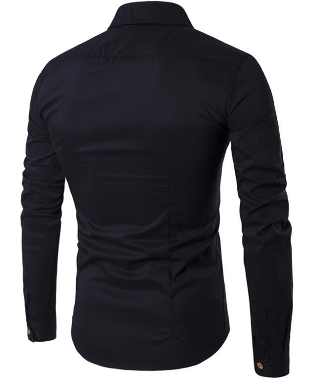 Märke herrskjorta dubbelknäppt klänning skjorta långärmad slim fit camisa masculina casual manliga hawaiianska skjortor