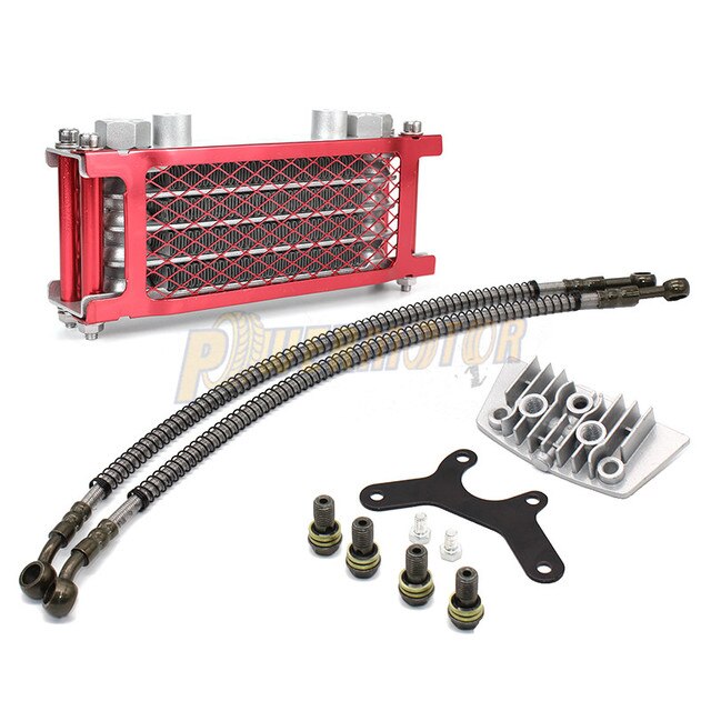 Kit de refroidissement d&#39;huile de moto, refroidisseur d&#39;huile pour 50cc 70cc 90cc 110cc 125cc 140cc Dirt Pit Bike DAX Pocket Bike: Red 50-110cc