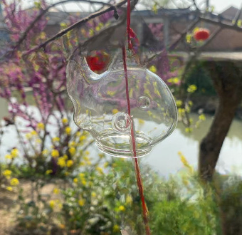 Vidro transparente Wind Chime, DIY Graffiti pintados à mão Wind Chime, adequado para decoração ao ar livre, Festival da Primavera: BORDÔ