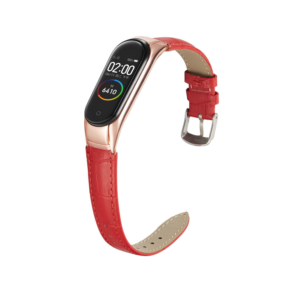 Pulseira de couro com capa para xiaomi mi band 8 7 6 5 4 3 mulheres homens relógio pulseira cinto para mi band 8 7 6 5 banda correa: XS / Red black