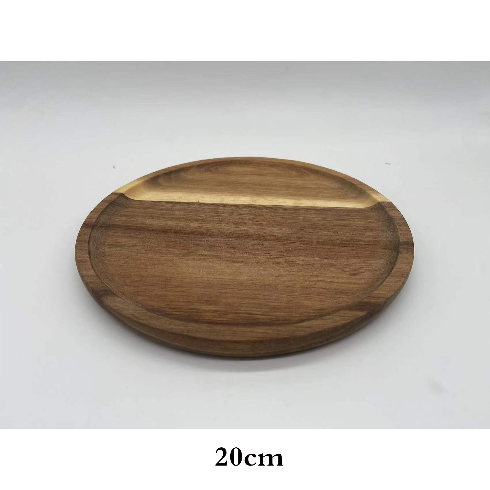 Japanese-style acacia wood high-footed cake stand solid wood dessert plate serving tray living room fruit snacks wooden plate: plate-20cm