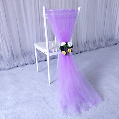 Organza stolebetræk sashes bryllupsfest festlig banketstol indretning uk: Lavendel