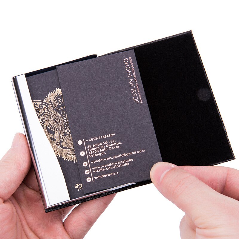 Trade Fair Business Pu Card Case Metal Card Holder Cassette Custom Logo