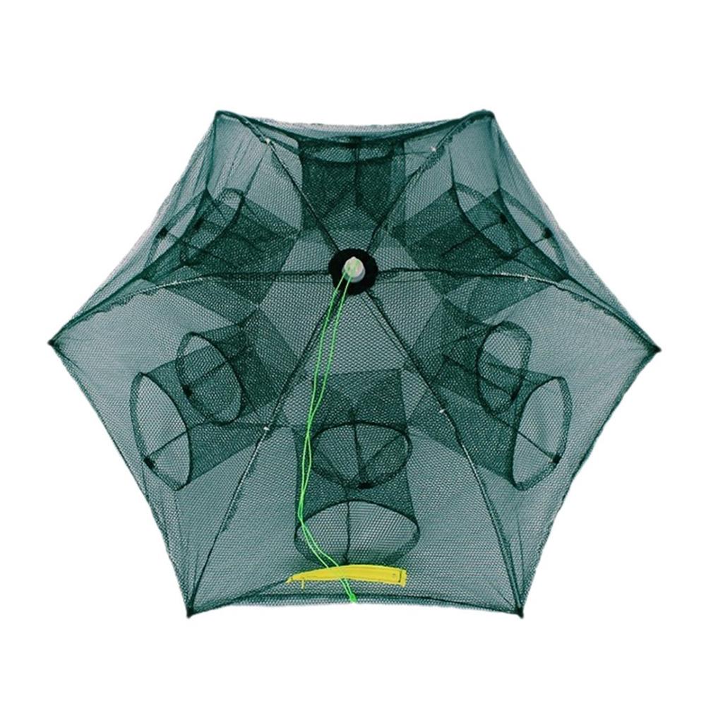 Automatic folding umbrella type multilateral fishing net shrimp cage Fish Umbrella Cage Hand Throw Net Crab Fish Trap Cast Net: 12 holes