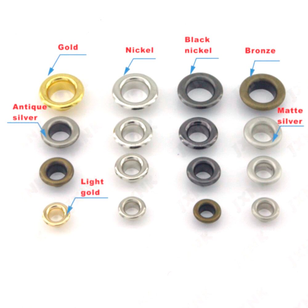 200sets/lot No Sew metal brass eyelets with washer 14mm*8mm small round metal grommets 7color 22#