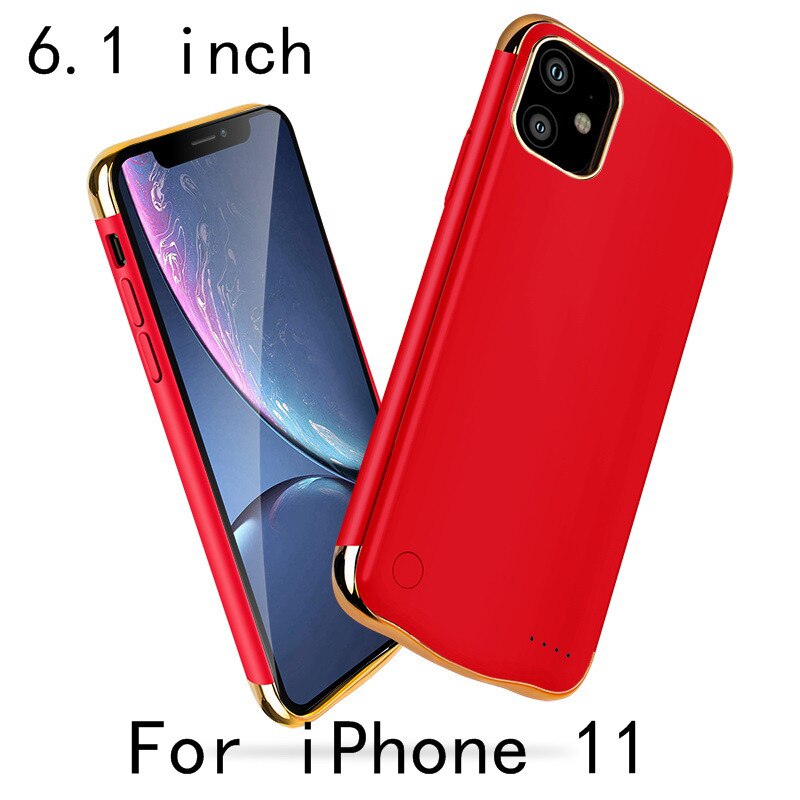 Slim Plating shockproof Battery Case For iPhone 11 Pro Max Battery Charger Case For iPhone 11 External Power Bank Charging Cover: i11-Red