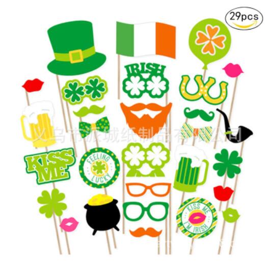 Funny Birthday Photo Booth Props DIY Mr Mrs Wedding Groom Bridal Party Decor Baby Shower Bride To Be Bride Team Shooting Props: 29PCS four-leaf clov
