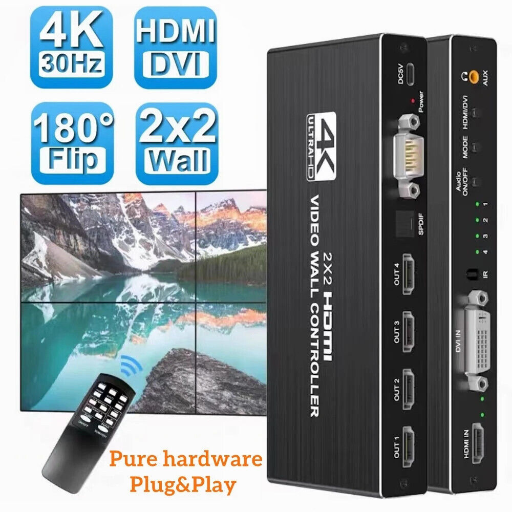 4K HD-MI Videomuurcontroller 2x2 HD-MI DVI Videomuurprocessor 1X2 1X4 1X3 2X1 3x1 4X1 multi-videoschermprocessor splicer
