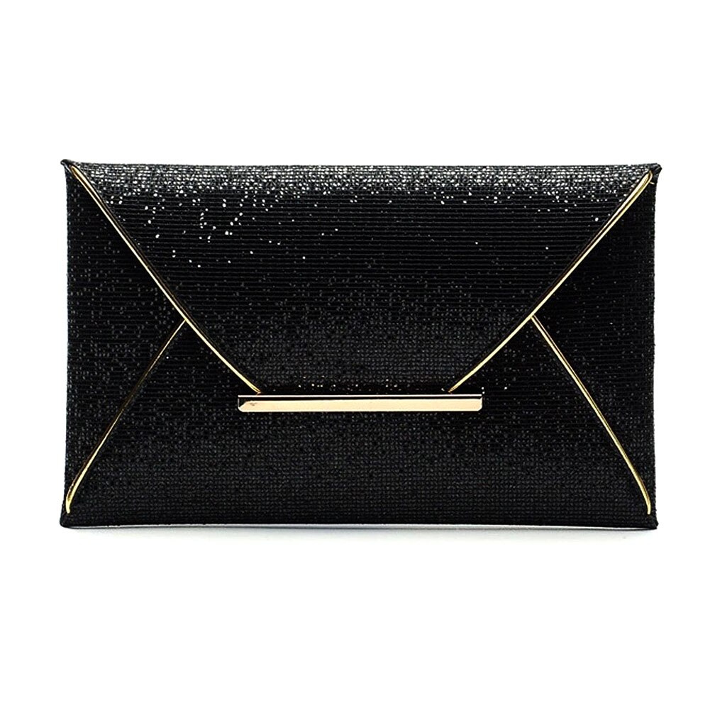 Pochette en cuir à paillettes pour femmes, sac à main de fête délicat de couleur unie, sacs de mariage B88: Black