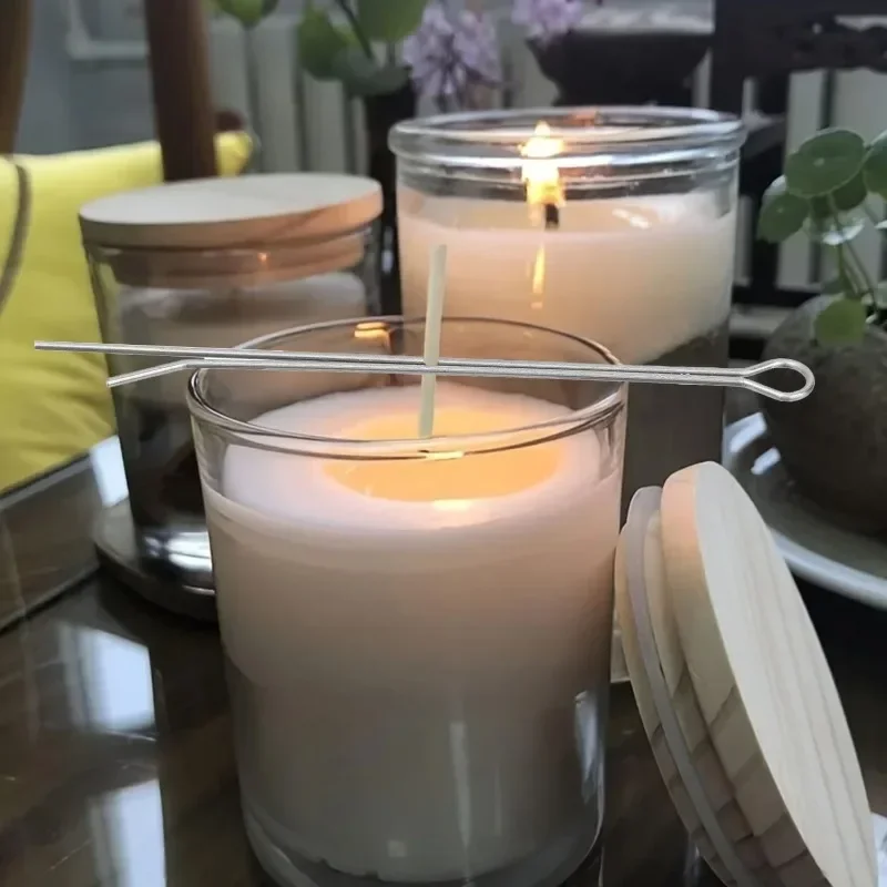 Soportes para mecha de vela, fijador de mecha de algodón, estabilizador de Clip de hierro fijo, dispositivo de fabricación de velas DIY, accesorios de herramientas, 5/50 Uds.