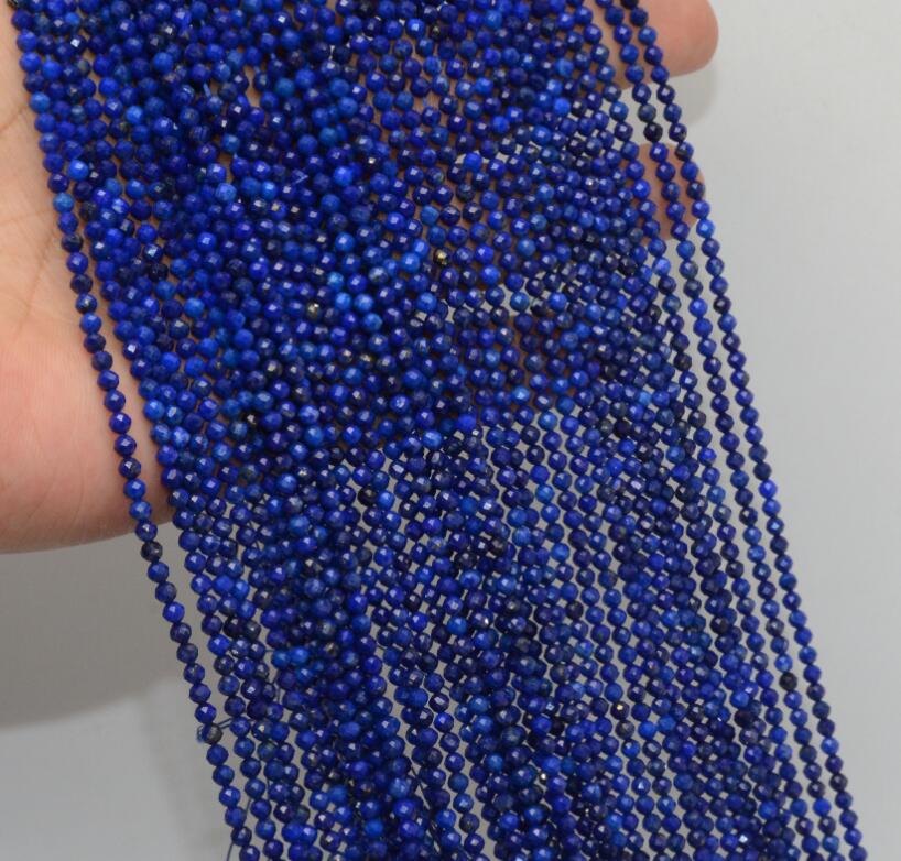 Natural Semi Precious Stone Faceted Round Beads 3mm-3.5mm: Lapis Lazuli