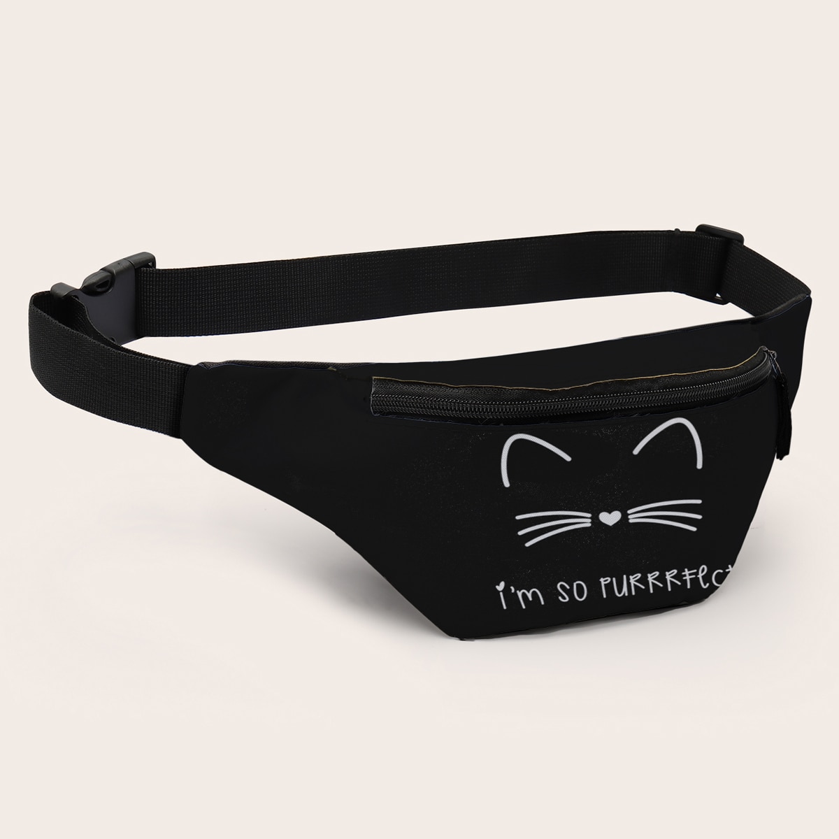 Deanfun Black Cat Belt Bag Cute Purse Bag For Girls Traveled Fanny Pack For Women D18058