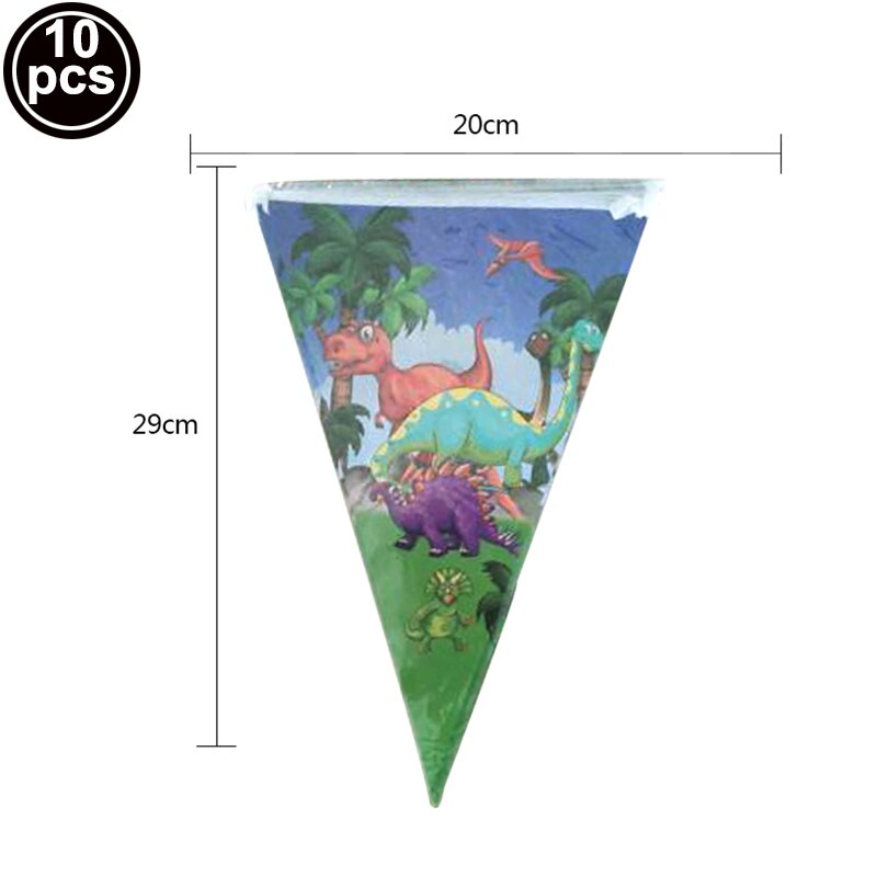 Dinosaur Party Supplies Disposable Tableware Set Paper Plates Napkins Straws Kids Birthday Decoration Baby Shower Boy: banner 10pcs