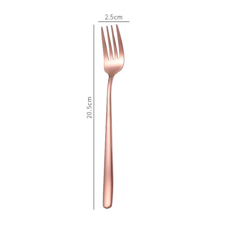 1PC Cake Dessert Forks Stirring Spoons Stainless Steel Colorful Long Handle Coffee Ice Cream Scoop Kitchen Tableware Supplies: Rose gold fork