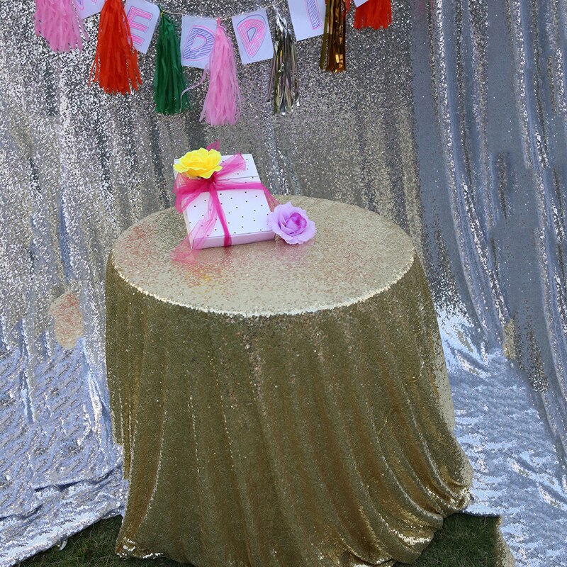 Table Cover Wedding Party Round Table skirt Sequin Tablecloth Rectangular stretche Table Skirt Cloth Glitter Table Home