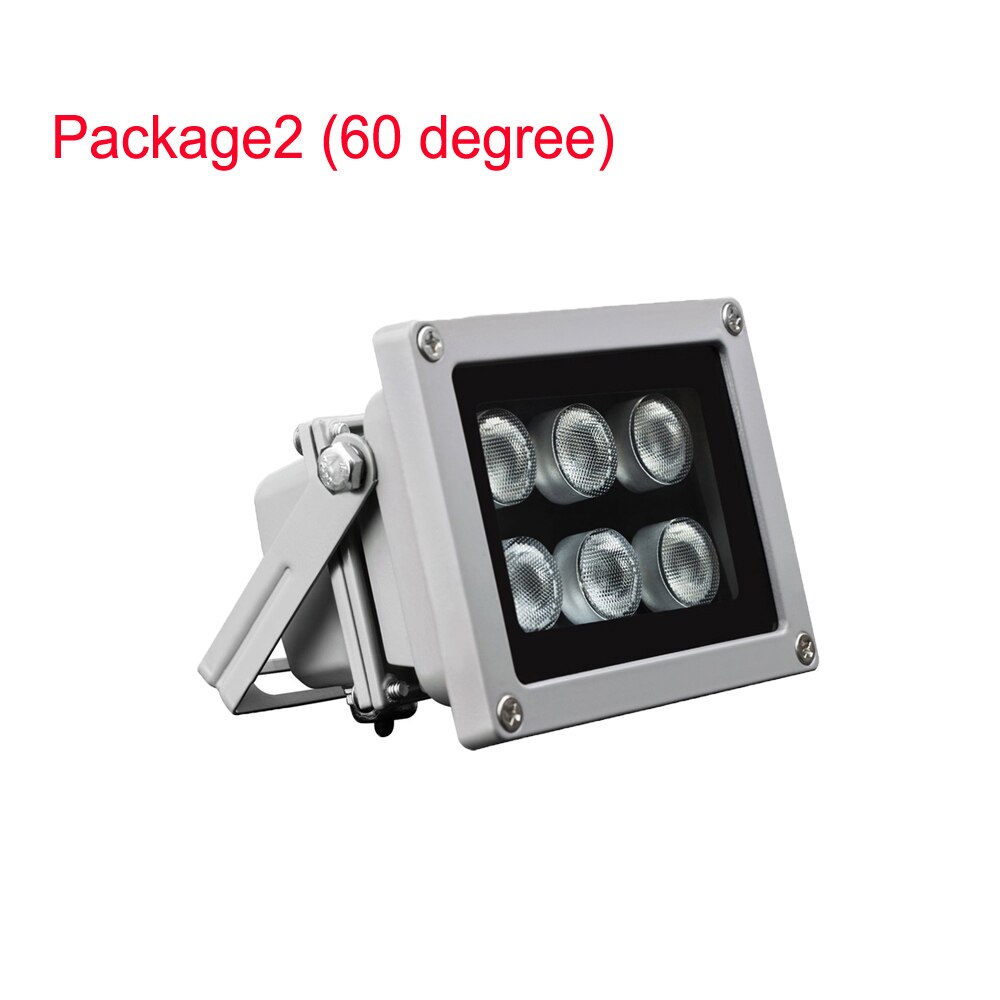Infrared Light 6 Strong LED Night Vision Range 50M 850nm Aluminium Illuminator lamp for Security CCTV IP Camera with 12V2A power: package 2