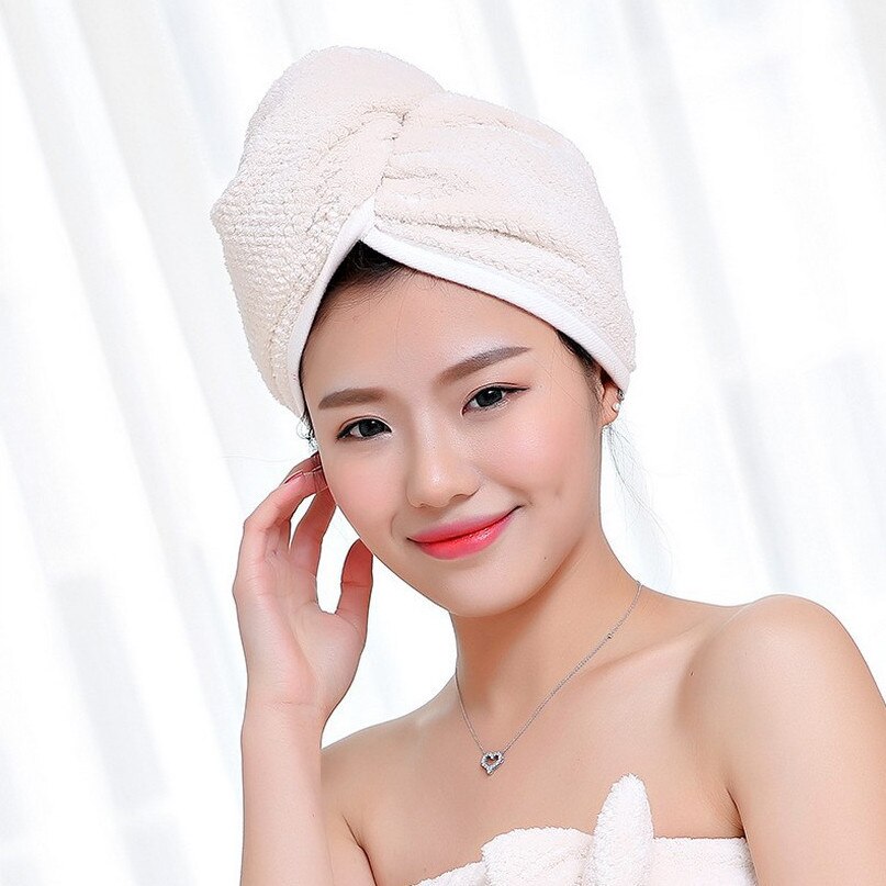 Color sólido del pelo de las mujeres Toalla de terciopelo de Coral de baño súper absorbente de secado rápido Toalla de baño de microfibra cabello seco de salón toallas