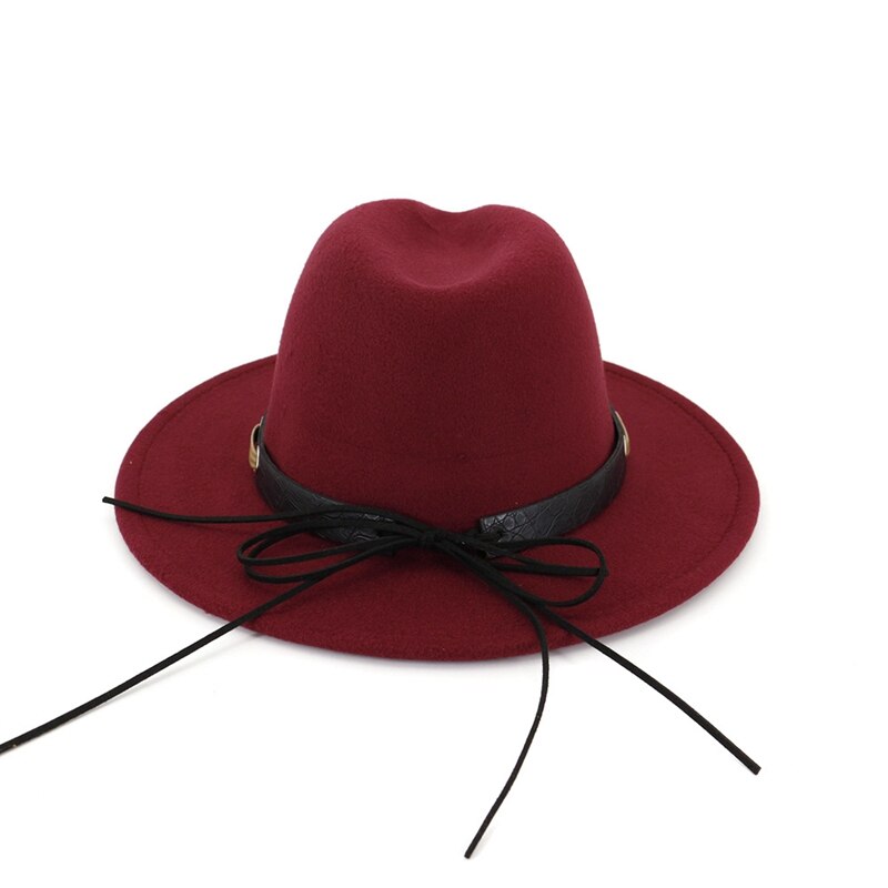 Belt Autumn Winter Adjustable Women Red Felt Hat Casual Tide Solid Color Simple Korean Version Adult Cap Jazz Hat