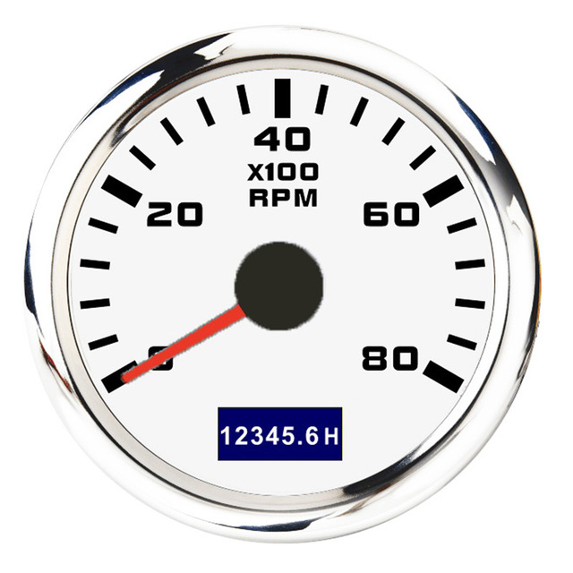 Tachymètre de bateau 52mm, 3000/4000/6000/7000/8000RPM, compteur de tachymètre, rétro-éclairage rouge, avec écran LCD, capteur de tachymètre: 8000RPM WS